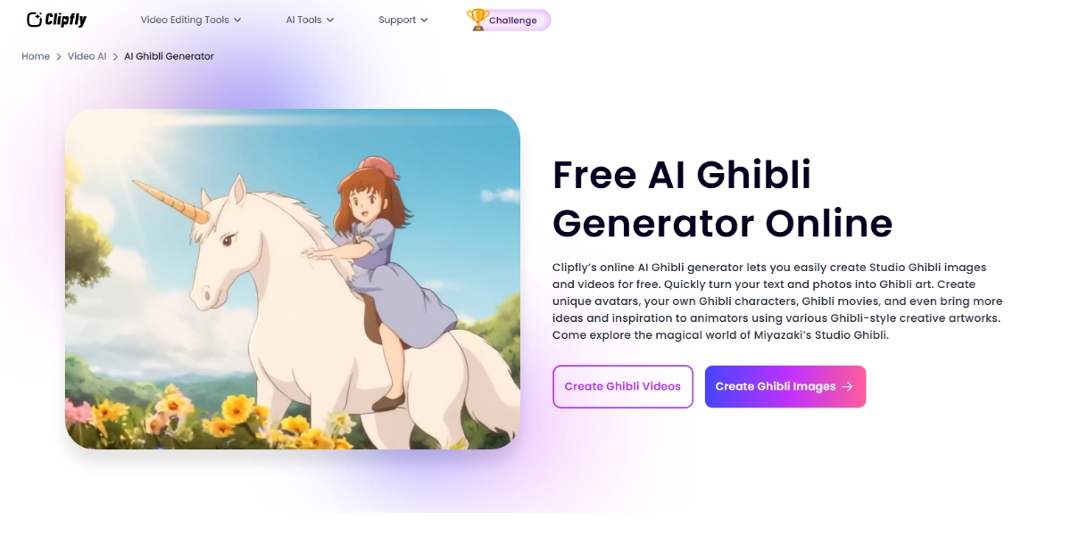 Clipfly Ghibli Art Generator