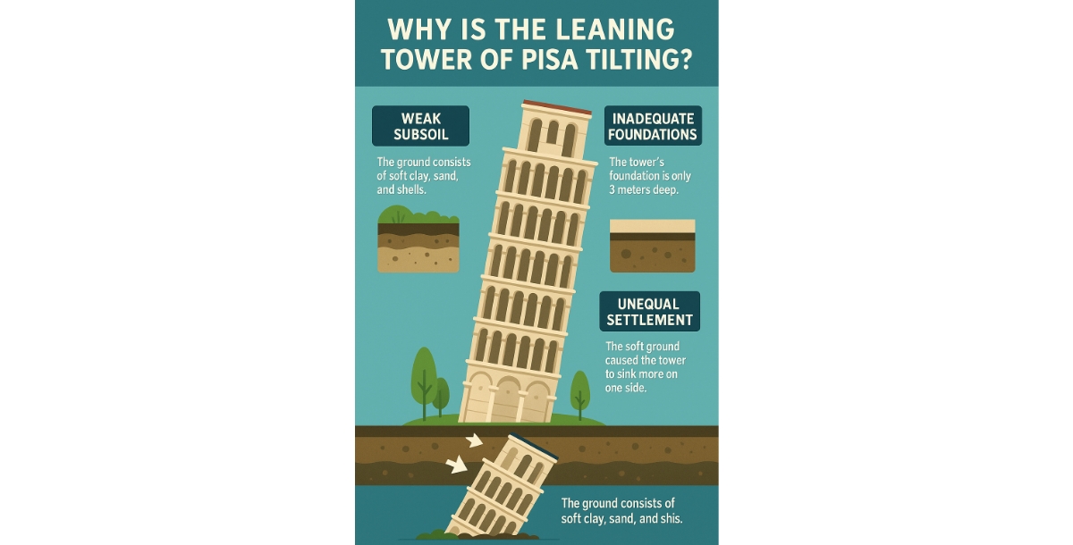 Why leaning Tower of Pisa Tilts