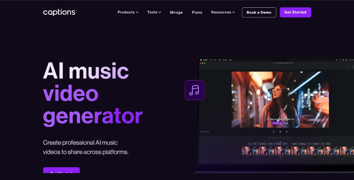 Captions Best AI Music Video Generator Tools
