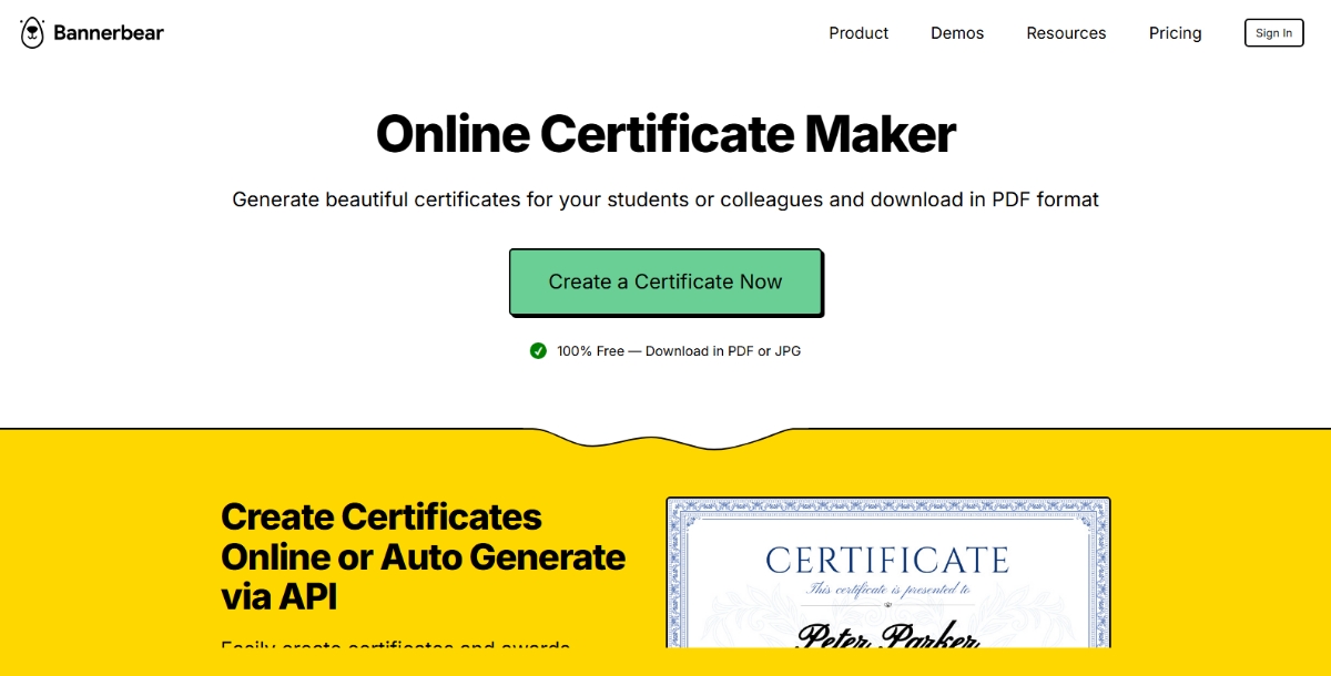 Banner Bear - Best AI Certificate Generator Tools