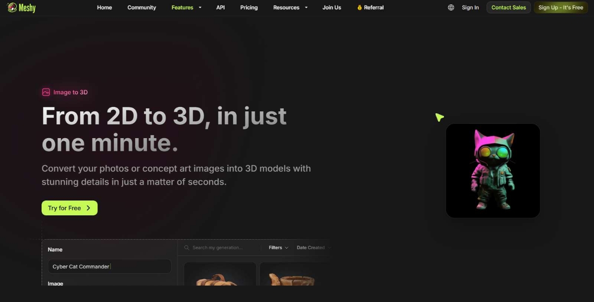 Meshy AI Best 2D to 3D Image Converter Tools