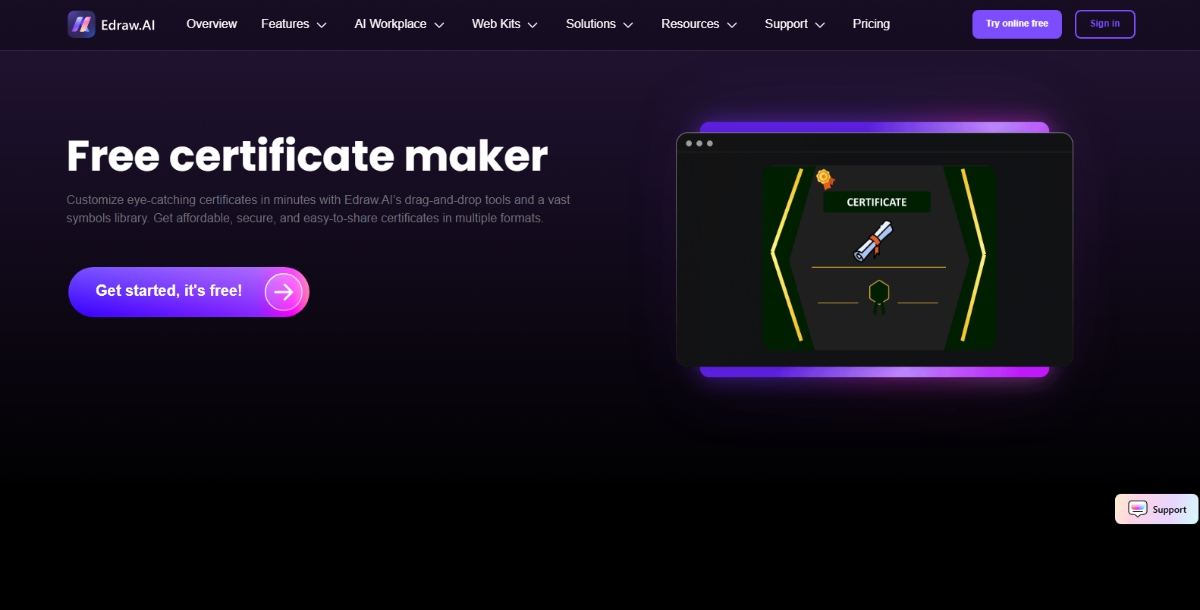 Edraw.ai - Best AI Certificate Generator Tools