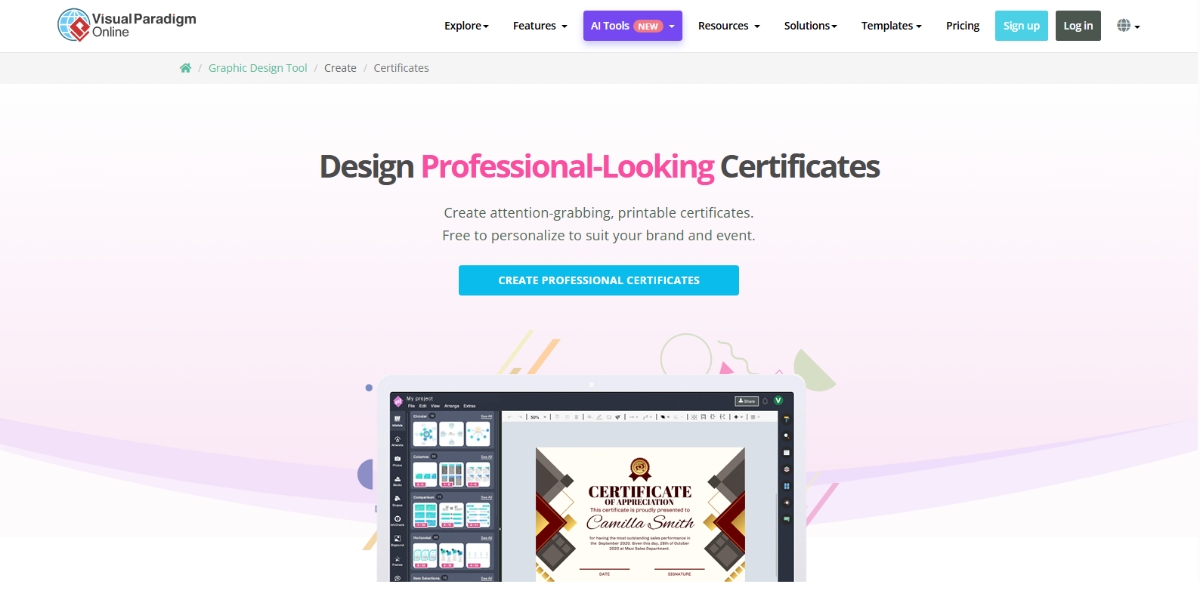Visual Paradign Online - Best AI Certificate Generator Tools